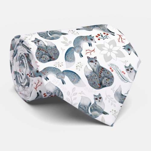 Nordic Woodland Animals Neck Tie