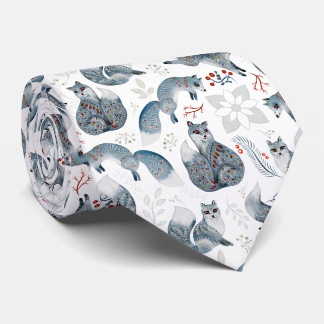 Nordic Woodland Animals Neck Tie (Rolled)