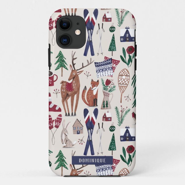 Nordic Woodland Après Ski Winter Pattern Case-Mate iPhone Case (Back)