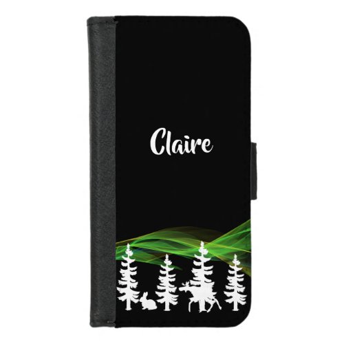 Nordic woods by night and wildlife northern lights iPhone 87 wallet case
