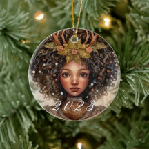 Nordic Yule Goddess Ornament with Custom Year