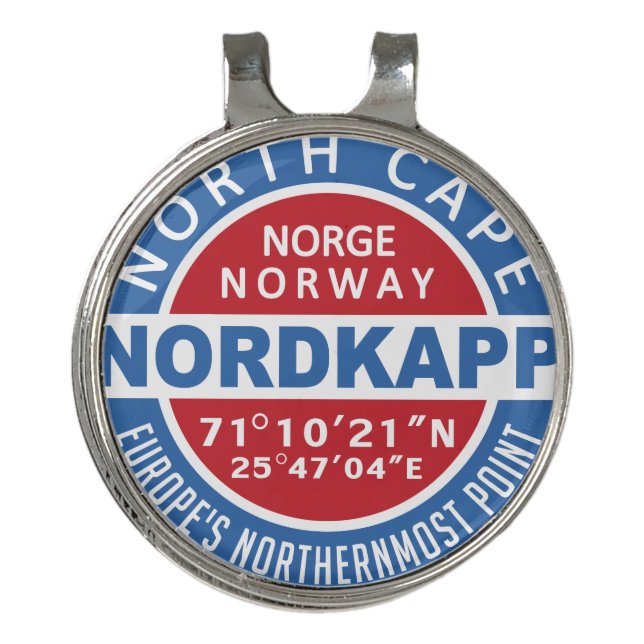NORDKAPP Norway golf ball marker Hat Clip (Front)