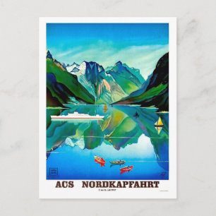 Nordkapp, Norway, sailing ship,mountains landscape Postcard