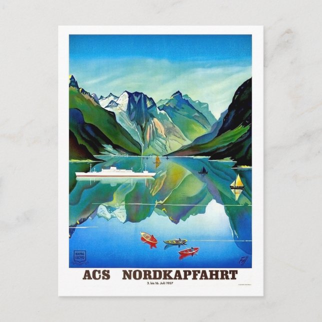 Nordkapp, Norway, sailing ship,mountains landscape Postcard (Front)