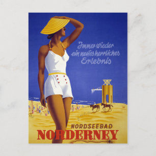 Nordseebad Norderney Germany Vintage Poster Restor Postcard