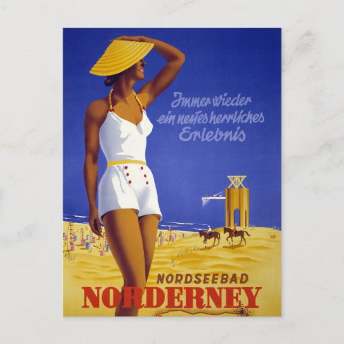 Nordseebad Norderney Germany Vintage Poster Restor Postcard