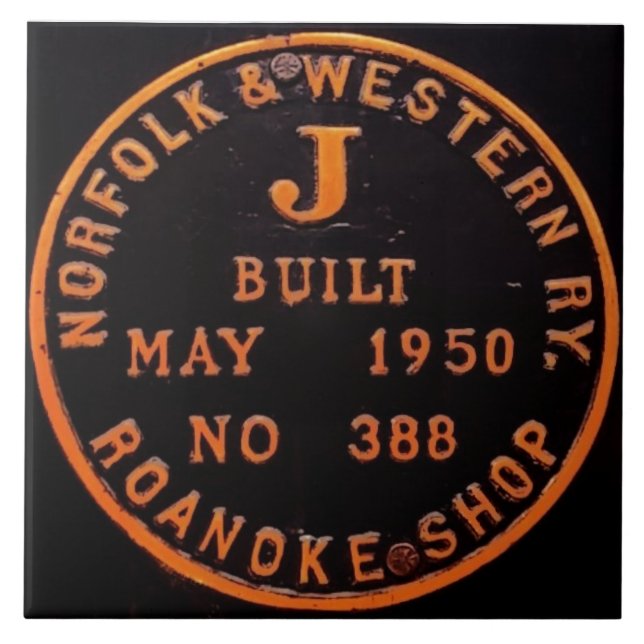 Norfolk and Western 611 Builders Plate Tile (Front)