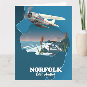 Norfolk East Anglia map Card