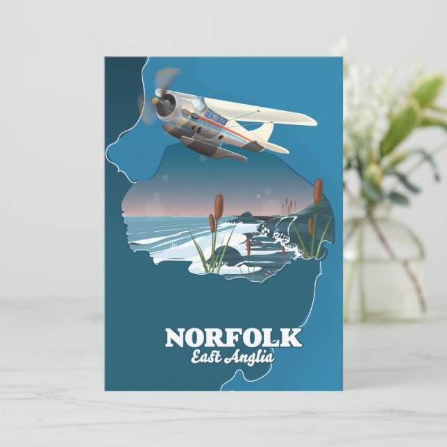 Norfolk East Anglia map  Invitation (Standing Front)