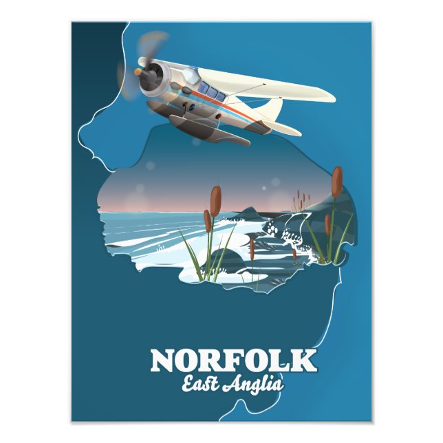 Norfolk East Anglia map  Photo Print (Front)