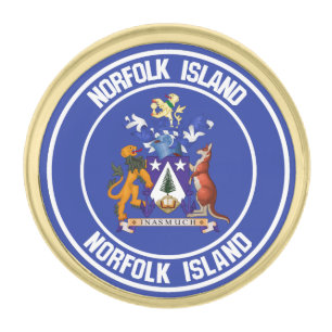 Norfolk Island Round Emblem Gold Finish Lapel Pin