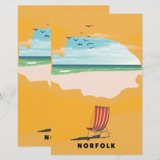 Norfolk Map illustrated travel poster (Front/Back)