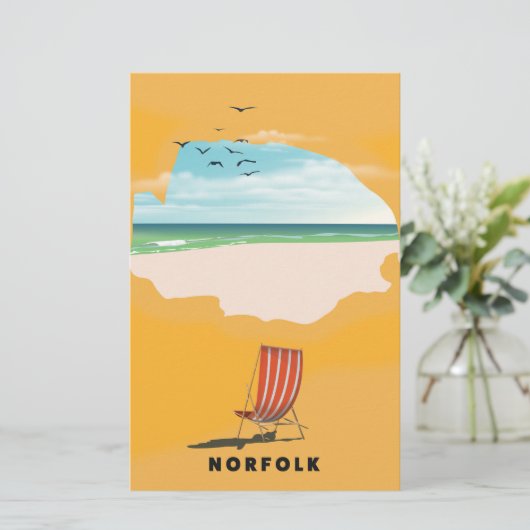 Norfolk Map illustrated travel poster (Standing Front)