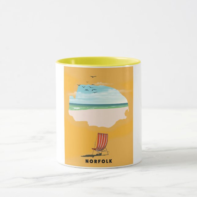 Norfolk Map illustrated travel poster Mug (Center)