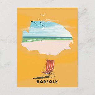 Norfolk Map illustrated travel poster Postcard
