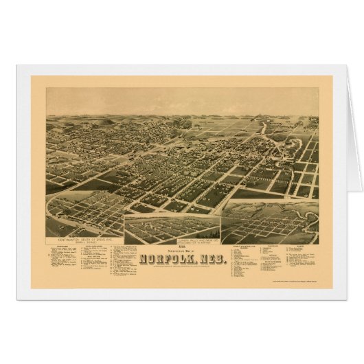 Norfolk, NE Panoramic Map - 1889 Cards (Front Horizontal)