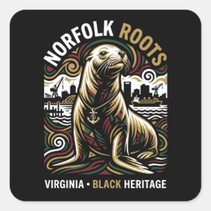 Norfolk Roots Sea Lion African American Maritime Square Sticker