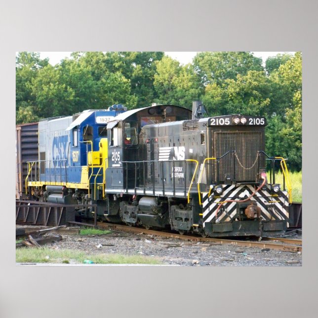 Norfolk Southern SW- 1001 2105 & CSX 1537 Poster (Front)