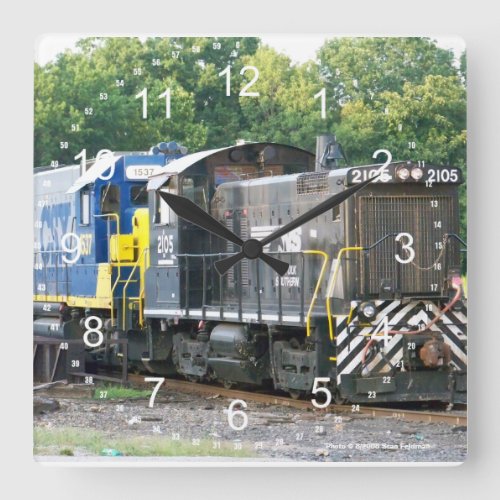 Norfolk Southern SW_ 1001 2105  CSX 1537 Square Wall Clock