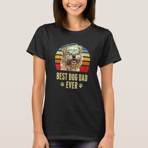 Norfolk Terrier Best Dog Dad Ever Retro Sunset T_Shirt