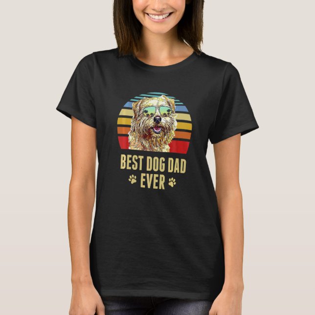 Norfolk Terrier Best Dog Dad Ever Retro Sunset T-Shirt (Front)