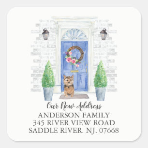 Norfolk Terrier Blue Door New Address Label