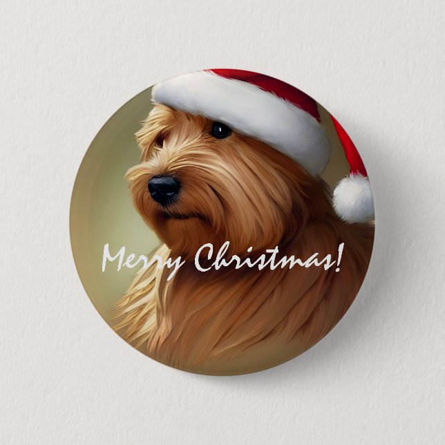 Norfolk Terrier Christmas Button (Front)