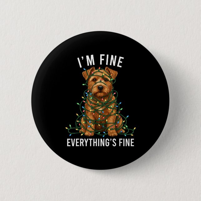 Norfolk Terrier Christmas I'm Fine Everything Is F Button (Front)
