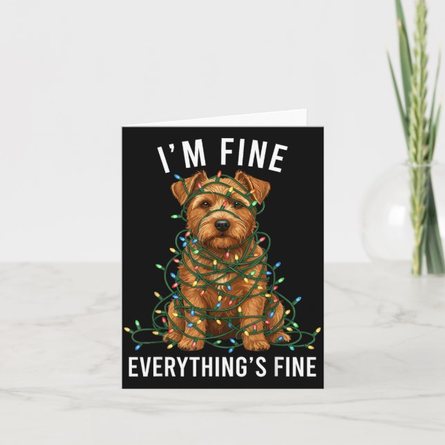 Norfolk Terrier Christmas I'm Fine Everything Is F Card (Front)