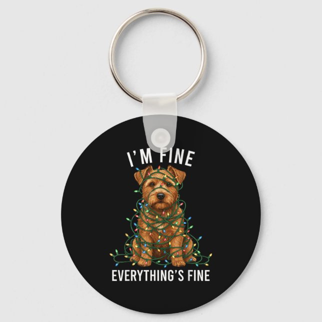 Norfolk Terrier Christmas I'm Fine Everything Is F Keychain (Front)
