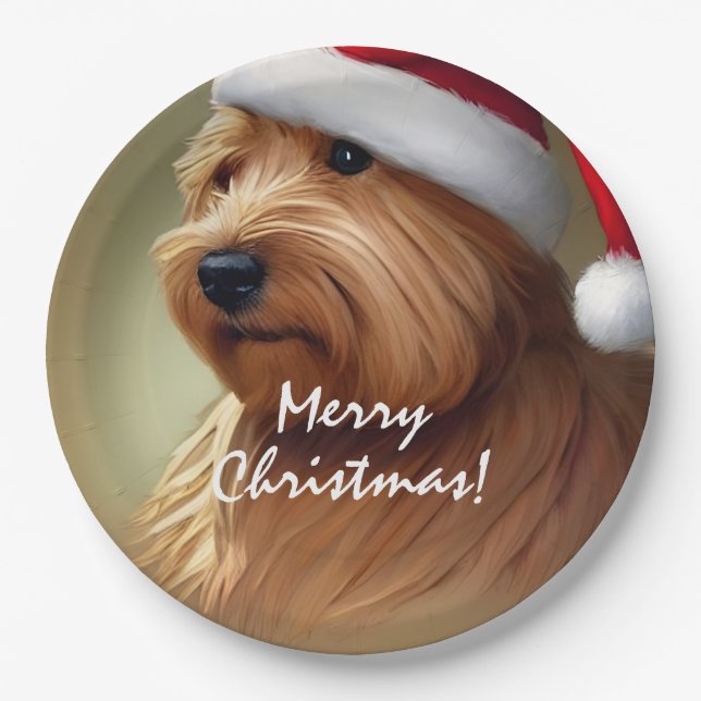 Norfolk Terrier Christmas Paper Plates (Front)