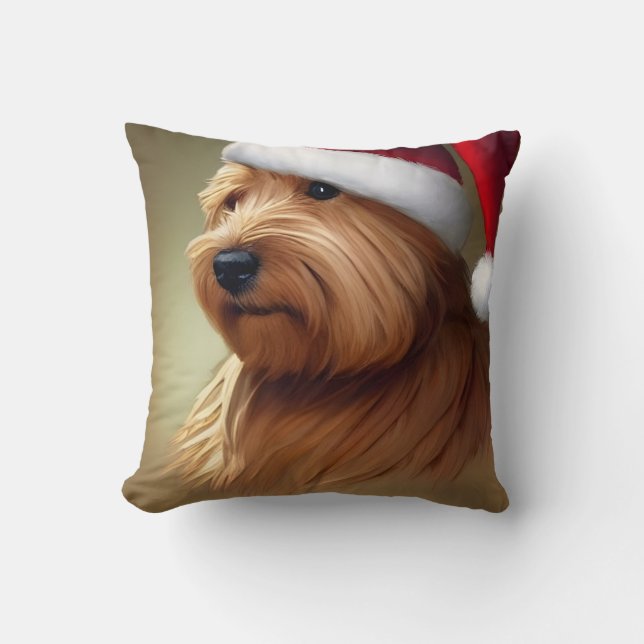 Norfolk Terrier Christmas Throw Pillow (Front)