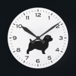 Norfolk Terrier Dog Breed Silhouette Round Clock<br><div class="desc">A fun wall clock for the home or office. Makes an original gift for Norfolk Terrier lovers. Check out Jenn’s Doodle World for even more decorative clocks and dog breed themed home decor.</div>