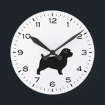Norfolk Terrier Dog Breed Silhouette Round Clock<br><div class="desc">A fun wall clock for the home or office. Makes an original gift for Norfolk Terrier lovers. Check out Jenn’s Doodle World for even more decorative clocks and dog breed themed home decor.</div>