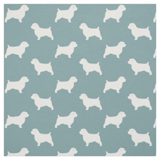 Norfolk Terrier Dog Breed Silhouettes Pattern Fabric