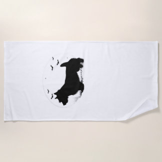 Norfolk Terrier Dog � Halloween Moon Silhouette Cl Beach Towel