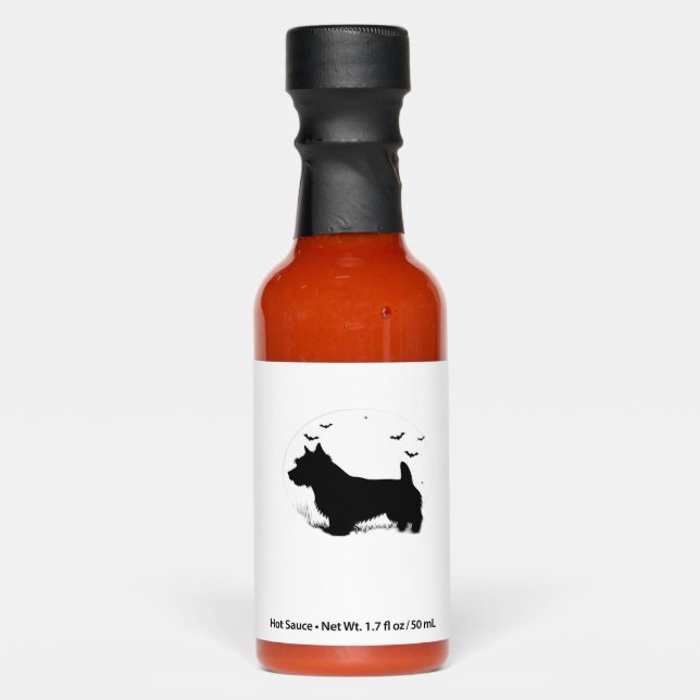 Norfolk Terrier Dog � Halloween Moon Silhouette Cl Hot Sauces (Front)