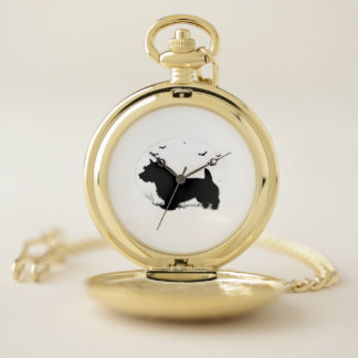 Norfolk Terrier Dog � Halloween Moon Silhouette Cl Pocket Watch