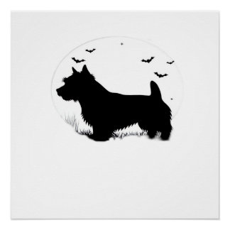 Norfolk Terrier Dog � Halloween Moon Silhouette Cl Poster