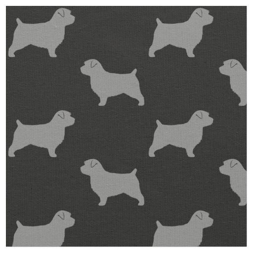 Norfolk Terrier Dog Silhouettes Black and Grey Fabric