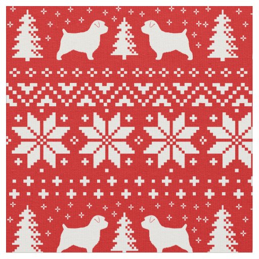 Norfolk Terrier Dog Silhouettes Christmas Holiday Fabric
