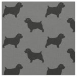 Norfolk Terrier Dog Silhouettes Grey and Black Fabric