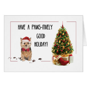Norfolk Terrier Funny Christmas Dog with Tree Cards