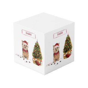 Norfolk Terrier Funny Christmas Dog with Tree Cube