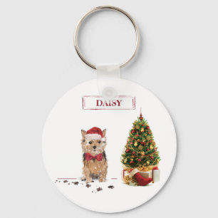 Norfolk Terrier Funny Christmas Dog with Tree Keychain