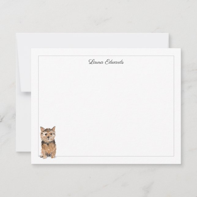 Norfolk Terrier Gray Border Personalized Note Card (Front)