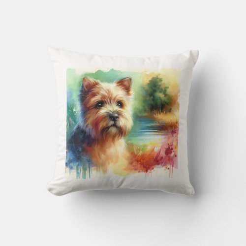 Norfolk Terrier in Colorful Serenity AREF1001 _ Wa Throw Pillow