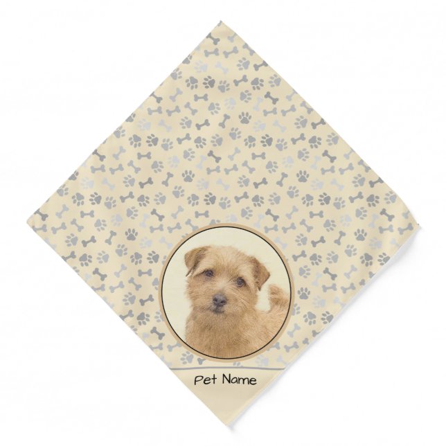 Norfolk Terrier Painting Cute Original Pet Dog Art Bandana (Front)