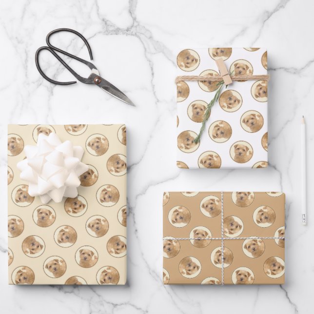 Norfolk Terrier Painting Cute Original Pet Dog Art Wrapping Paper Sheets (Front)