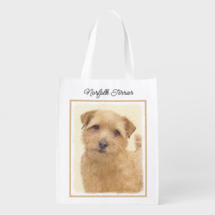 Norfolk Terrier Painting - Original Dog Art Grocer Grocery Bag